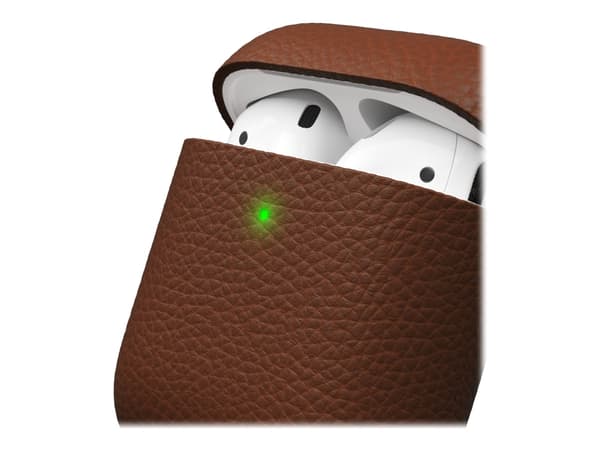 KeyBudz PodSkinz Artisan Series - Fodral laddningsfodral för trådlösa öronsnäckor - kiselkornsläder - naturbrun - för Apple AirPods Pro