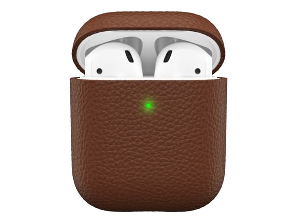 KeyBudz PodSkinz Artisan Series - Fodral laddningsfodral för trådlösa öronsnäckor - kiselkornsläder - naturbrun - för Apple AirPods Pro