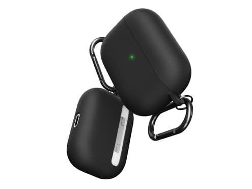 KeyBudz Hybrid Shell Series - Hard eske for ladeboks for tådløse ørepropper - polykarbonat, væskesilikon - svart - for Apple AirPods Pro