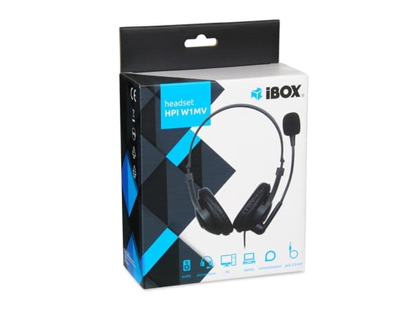 iBOX HPI W1MV - Headset - fullstorlek - kabelansluten - svart