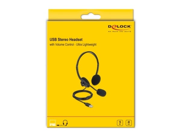 Delock - Hodesett - on-ear - kablet - USB-A - svart