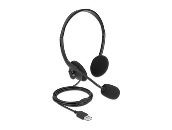 Delock - Hodesett - on-ear - kablet - USB-A - svart