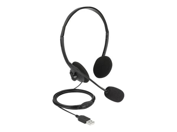 Delock - Hodesett - on-ear - kablet - USB-A - svart