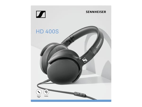 Sennheiser HD 400S - Hörlurar med mikrofon - fullstorlek - kabelansluten - 3,5 mm kontakt - ljudisolerande - svart