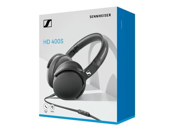 Sennheiser HD 400S - Hörlurar med mikrofon - fullstorlek - kabelansluten - 3,5 mm kontakt - ljudisolerande - svart