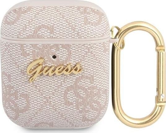 Apple AirPods Guess 4G Script Metal Collection (GUA24GSMP) hörlursfodral rosa
