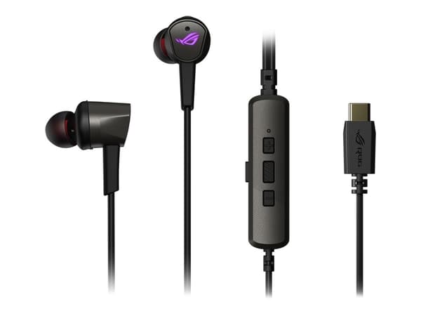 ASUS ROG Cetra II - Ørepropper med mikrofon - i øret - kablet - aktiv støydemping - USB-C - svart