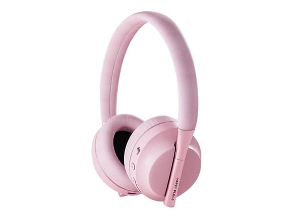 Happy Plugs Play - Hörlurar med mikrofon - fullstorlek - Bluetooth - trådlös, kabelansluten - 3,5 mm kontakt, USB-C - ljudisolerande - guldrosa