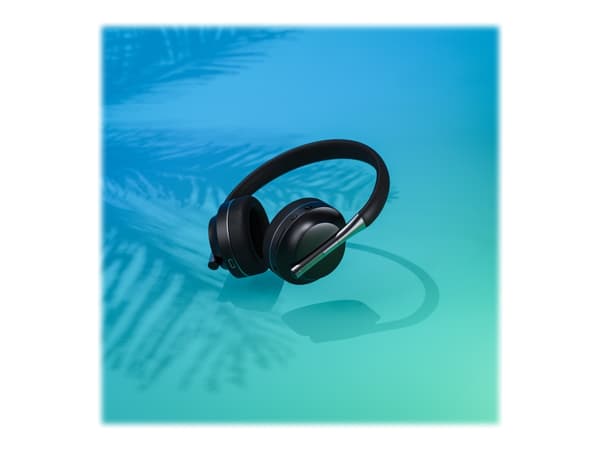 Happy Plugs Play - Hörlurar med mikrofon - fullstorlek - Bluetooth - trådlös, kabelansluten - 3,5 mm kontakt, USB-C - ljudisolerande - svart