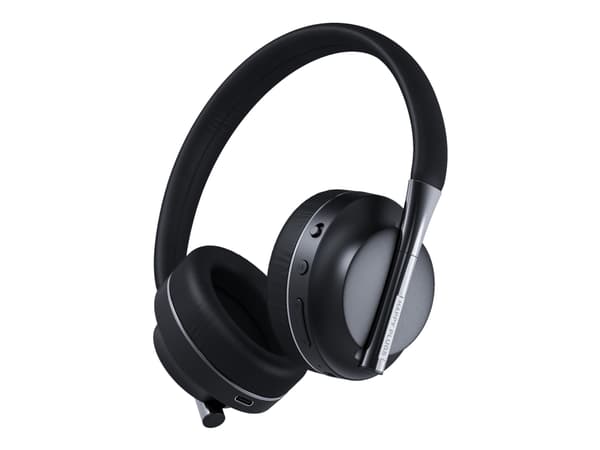 Happy Plugs Play - Hörlurar med mikrofon - fullstorlek - Bluetooth - trådlös, kabelansluten - 3,5 mm kontakt, USB-C - ljudisolerande - svart