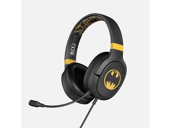 OTL Technologies DC Comics Batman Pro G1, Koblet med ledninger (ikke trådløs), Spilling, 230 g, Hodetelefoner, Sort, Gull