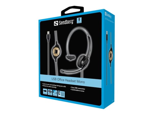 Sandberg USB Office Headset Mono - Headset - på örat - kabelansluten - USB-A