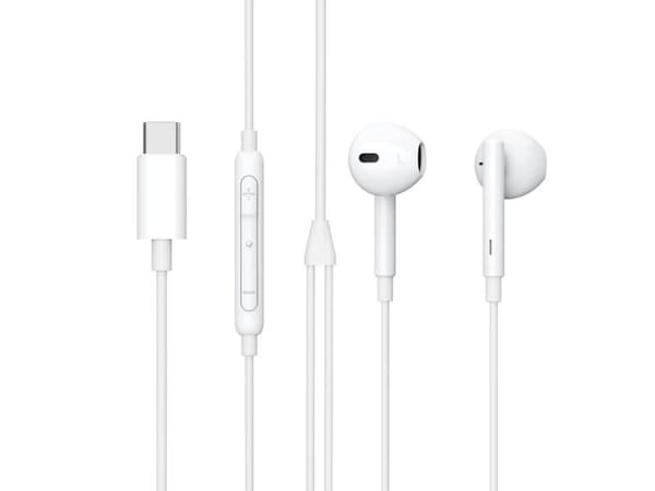 eSTUFF In-ear Headphone for USB-C Device, Langallinen, Puhelut/Musiikki, 90 g, Kuulokkeet, Valkoinen