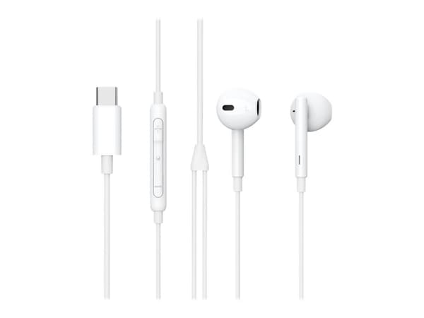 eSTUFF In-ear Headphone for USB-C Device, Langallinen, Puhelut/Musiikki, 90 g, Kuulokkeet, Valkoinen