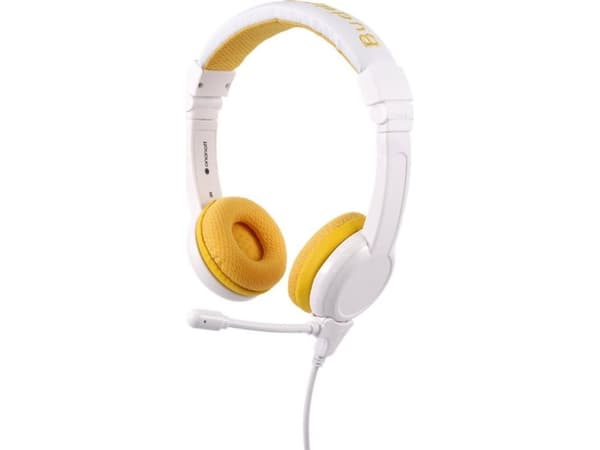 BuddyPhones School+, Langallinen & langaton, Puhelut/Musiikki, 20 - 20000 Hz, 147 g, Kuulokkeet, Valkoinen, Keltainen