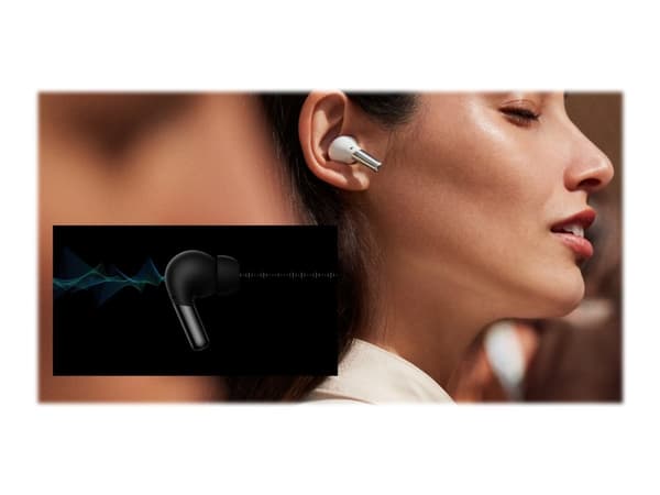 OnePlus Buds Pro - True wireless-hörlurar med mikrofon - inuti örat - Bluetooth - aktiv brusradering - klarvit