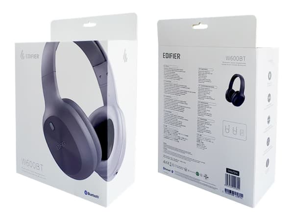 Edifier W600BT - Hodetelefoner med mikrofon - full størrelse - Bluetooth - trådløs, kablet - 3,5 mm jakk - grå