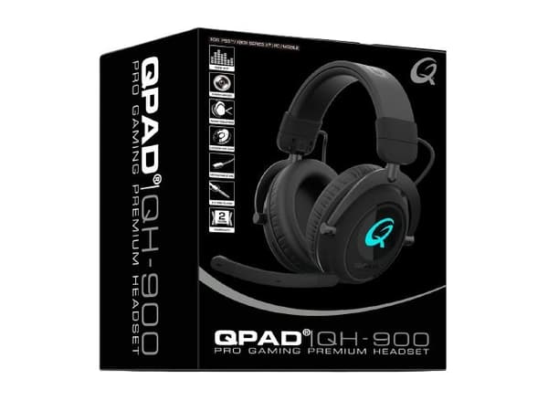 QPAD QH900, Trådløs, Spilling, 350 g, Hodesett, Sort