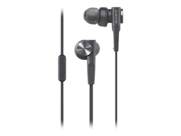 Sony MDR-XB55AP - Ørepropper med mikrofon - i øret - kablet - 3,5 mm jakk - svart