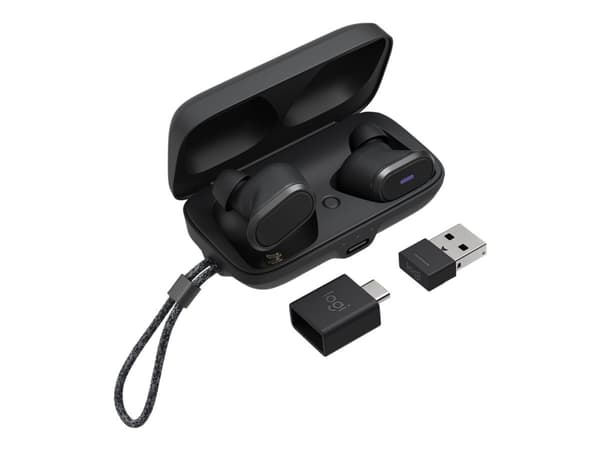 Logitech Zone True Wireless - True wireless-hodetelefoner med mikrofon - i øret - Bluetooth - aktiv støydemping - grafitt