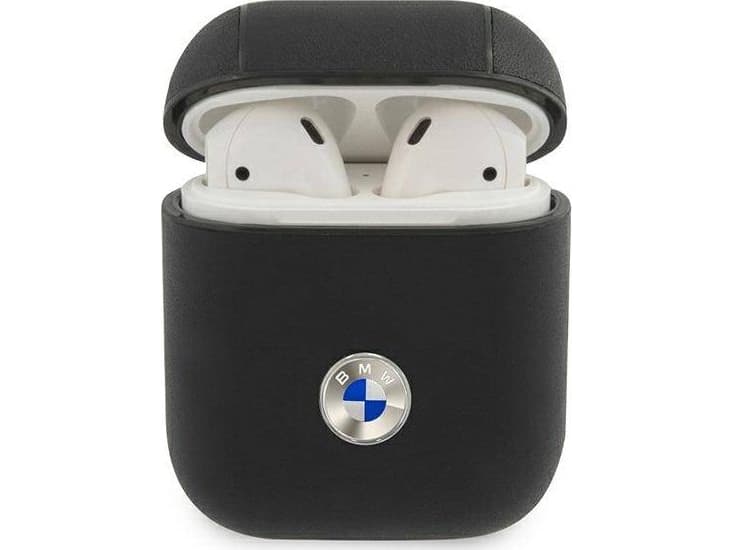 BMW Bmw Bma2Sslbk Airpods Cover Black/Black Geniune Leather Silver Logo