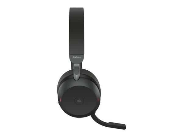 Jabra Evolve2 75 - Headset - på örat - Bluetooth - trådlös - aktiv brusradering - USB-C - ljudisolerande - svart - med laddningsställ - Certifierad f