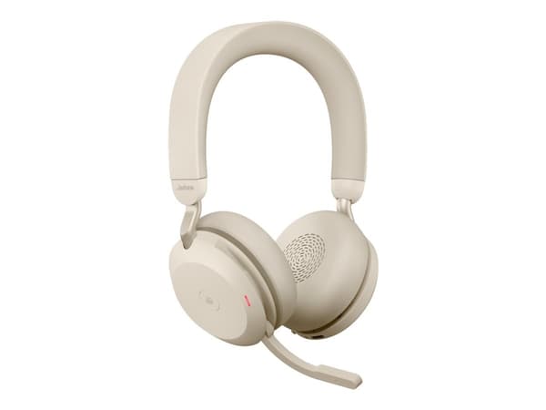 Jabra Evolve2 75 - Hodesett - on-ear - Bluetooth - trådløs - aktiv støydemping - USB-A - lydisolerende - beige - Certified for Microsoft Teams