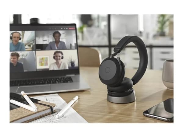 Jabra Evolve2 75 - Hodesett - on-ear - Bluetooth - trådløs, kablet - aktiv støydemping - USB-A - lydisolerende - svart - Optimert for UC