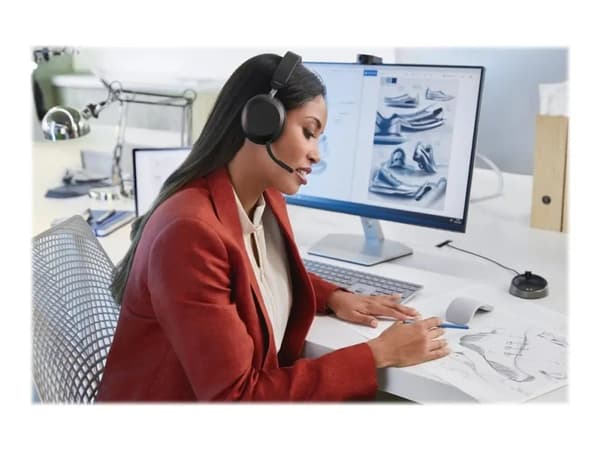 Jabra Evolve2 75 - Hodesett - on-ear - Bluetooth - trådløs, kablet - aktiv støydemping - USB-A - lydisolerende - svart - Optimert for UC