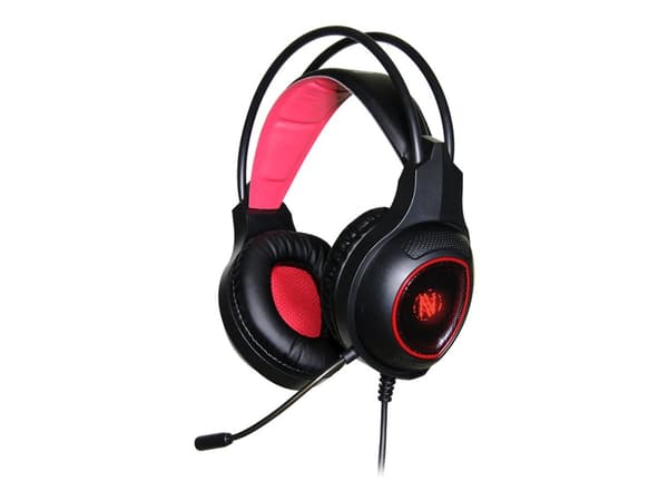 iBOX Aurora X3 - Headset - fullstorlek - kabelansluten - 3,5 mm kontakt - svart, röd
