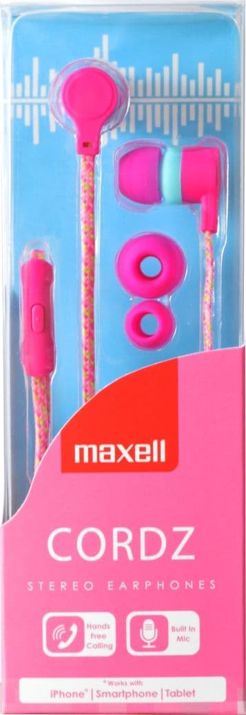 Maxell EARPHONES WITH MIC CORDZ PINK 303782.00.CN headphones