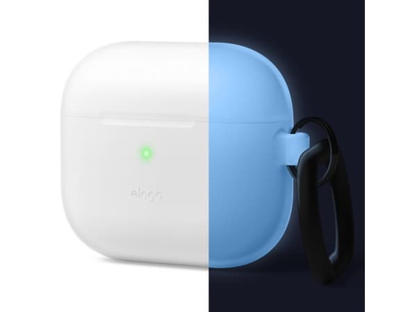 elago - Fodral laddningsfodral för trådlösa öronsnäckor - premiumsilikon - nattglödsblå - för Apple AirPods (3:e generationen)