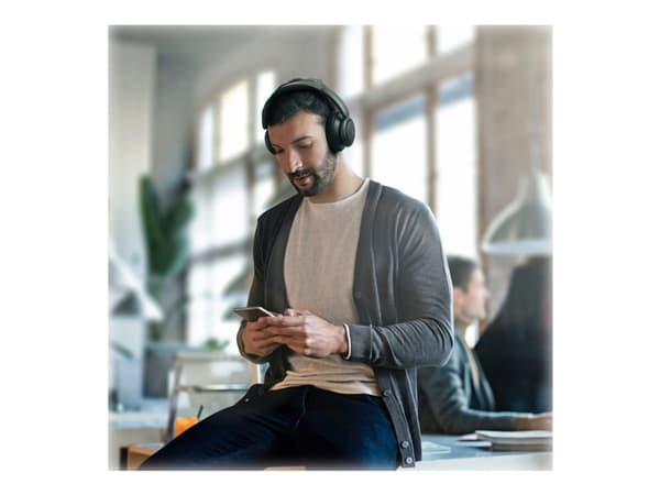Soundcore Life Tune - Hodetelefoner med mikrofon - full størrelse - Bluetooth - trådløs, kablet - NFC - aktiv støydemping - 3,5 mm jakk - mørk grå