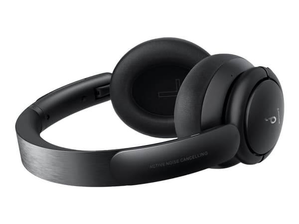 Soundcore Life Tune - Hodetelefoner med mikrofon - full størrelse - Bluetooth - trådløs, kablet - NFC - aktiv støydemping - 3,5 mm jakk - mørk grå