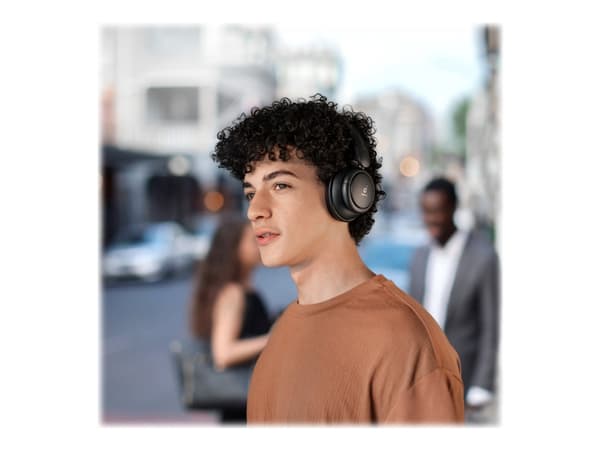 Soundcore Life Tune - Hodetelefoner med mikrofon - full størrelse - Bluetooth - trådløs, kablet - NFC - aktiv støydemping - 3,5 mm jakk - mørk grå