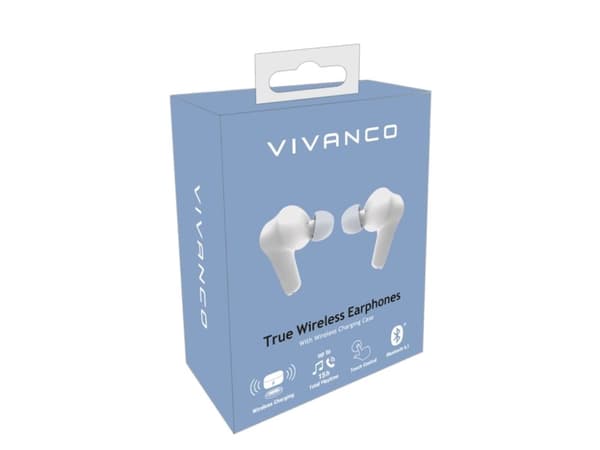 Vivanco COMFORT PAIR W, True Wireless Stereo (TWS), Samtaler/musikk, Hodesett, Hvit