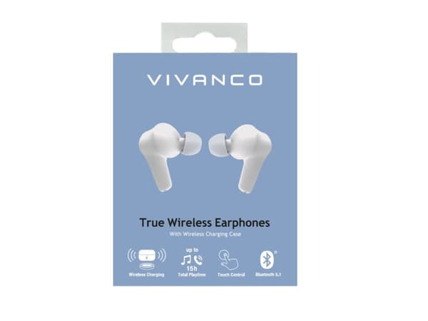 Vivanco COMFORT PAIR W, True Wireless Stereo (TWS), Samtaler/musikk, Hodesett, Hvit
