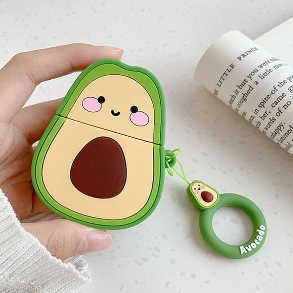 Airpods Pro skydd avokado i silikon med ring skal grön