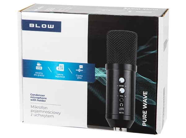 BLOW 33-051#, PC-mikrofon, -34 dB, 20 - 20000 Hz, 1000 O, 130 dB, Rotasjon