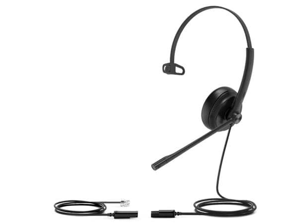 Yealink YHS34 Lite Mono - Headset - på örat - kabelansluten - Quick Disconnect - svart