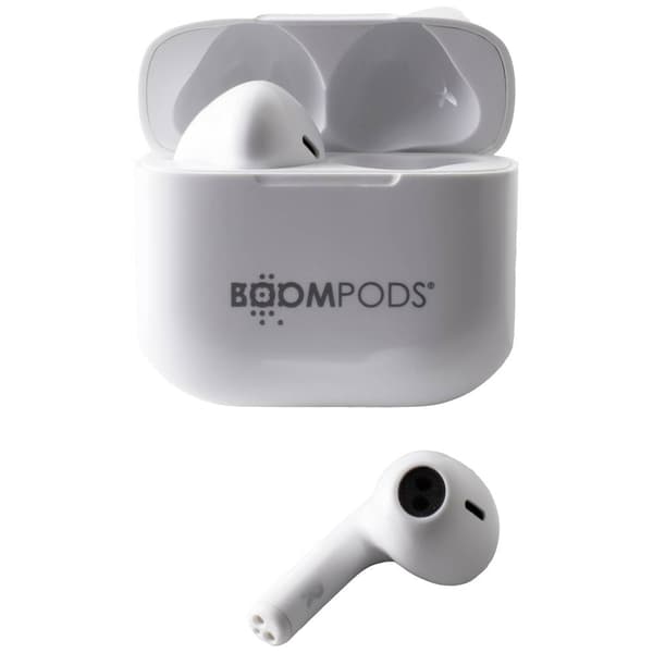 Boompods Bassline Compact In Ear hörlurar Bluetooth Vit Headset, Ljudanpassning , Volymkontroll, Svettresistent, Tocuh-