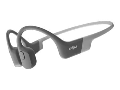 AfterShokz OpenRun - Hörlurar med mikrofon - öppet öra - montering bakom nacken - Bluetooth - trådlös - grå