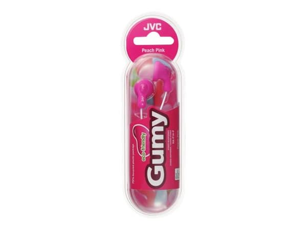 JVC HA-F14 Gumy phones - Hörlurar - öronknopp - kabelansluten - 3,5 mm kontakt - Peach Pink