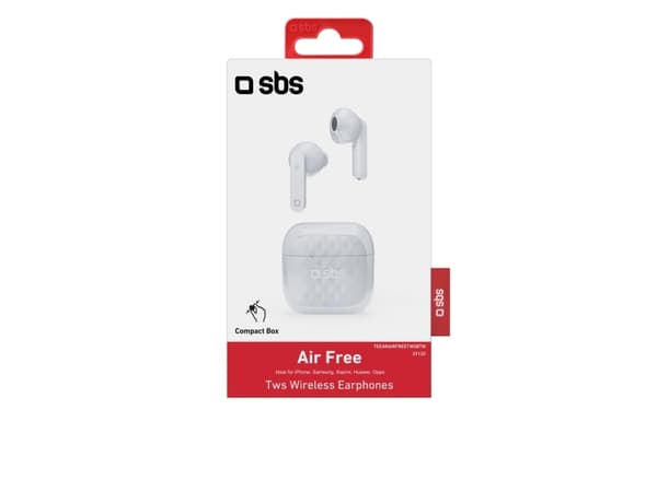 SBS TWS Air Free, True Wireless Stereo (TWS), Samtal/musik, Hörlurar, Vit