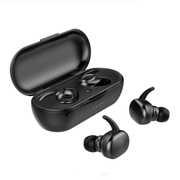 Trådløse in-ear Bluetooth-hovedtelefoner med opladningsetui og digitalt display