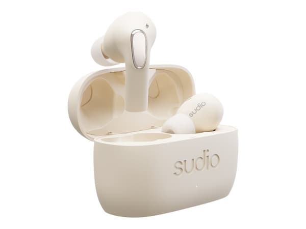 Sudio E2 - True wireless-hodetelefoner med mikrofon - i øret - Bluetooth - aktiv støydemping - lydisolerende - sand