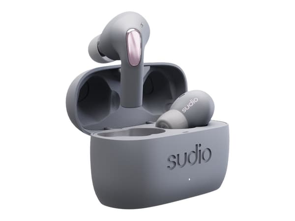 Sudio E2 - True wireless-hörlurar med mikrofon - inuti örat - Bluetooth - aktiv brusradering - ljudisolerande - elektrisk grå