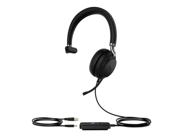 Yealink UH38 Mono - Headset - på örat - Bluetooth - trådlös, kabelansluten - USB-A - svart - Certifierad för Microsoft-teams