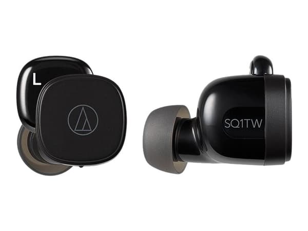 Audio-Technica ATH SQ1TW - True wireless-hodetelefoner med mikrofon - i øret - Bluetooth - svart