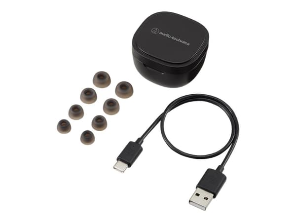 Audio-Technica ATH SQ1TW - True wireless-hodetelefoner med mikrofon - i øret - Bluetooth - svart